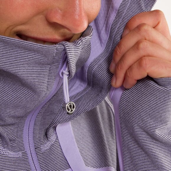 RARE Lululemon Stride Jacket *Brushed Lilac Heathered Coal Wee Stripe, Size 12 - Picture 5 of 14